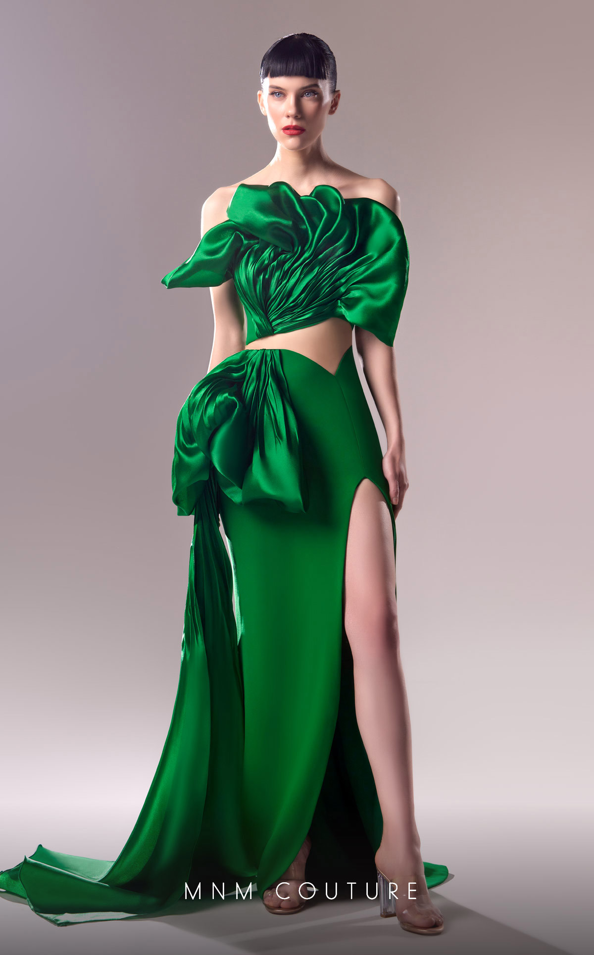 MNM - MNM Couture G1614 - Stunning Crepe and Organdie Cutout Dress with  Artistic Design